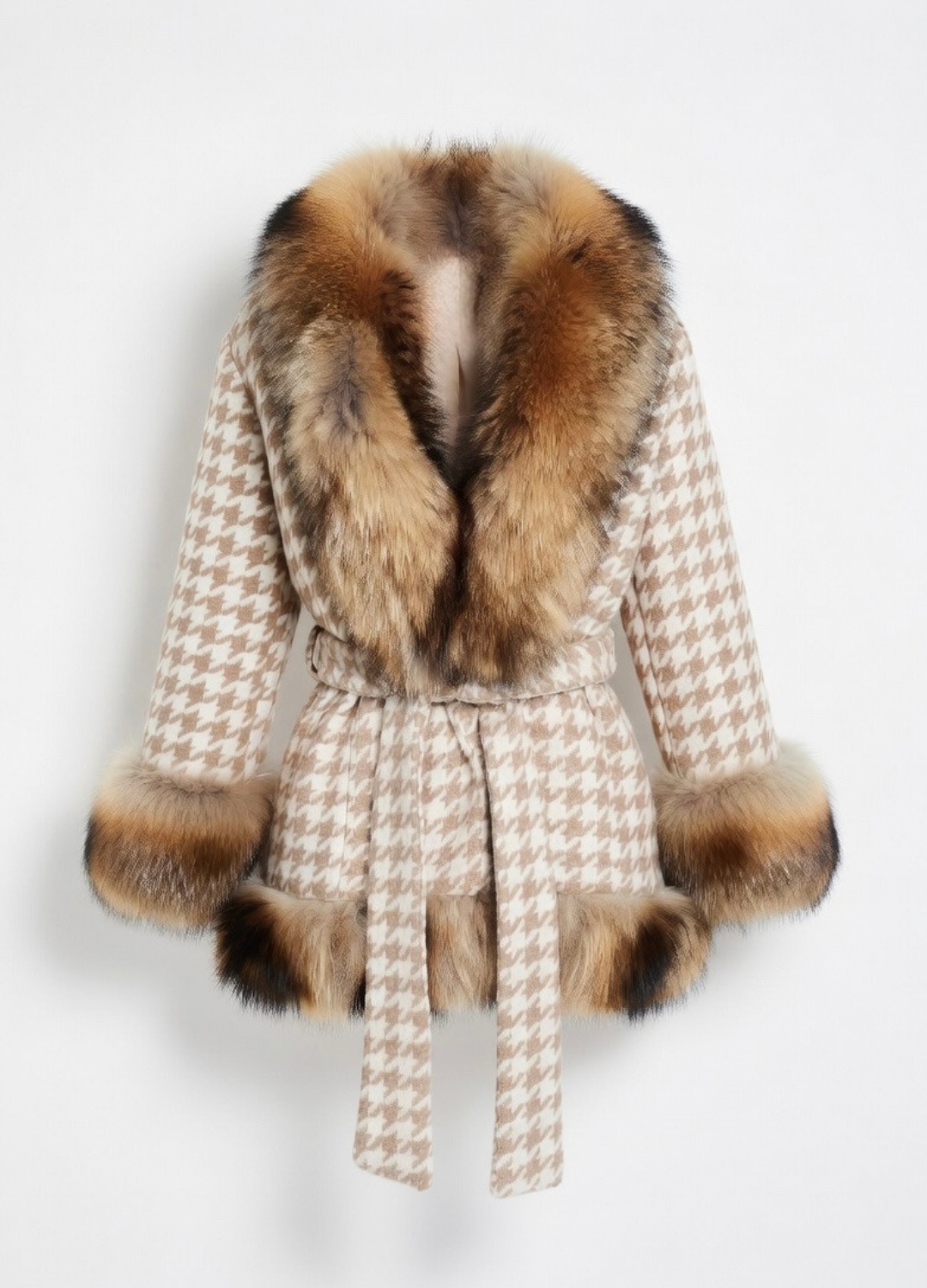 Plašč iz kašmirja z dodanim krznom - Deline